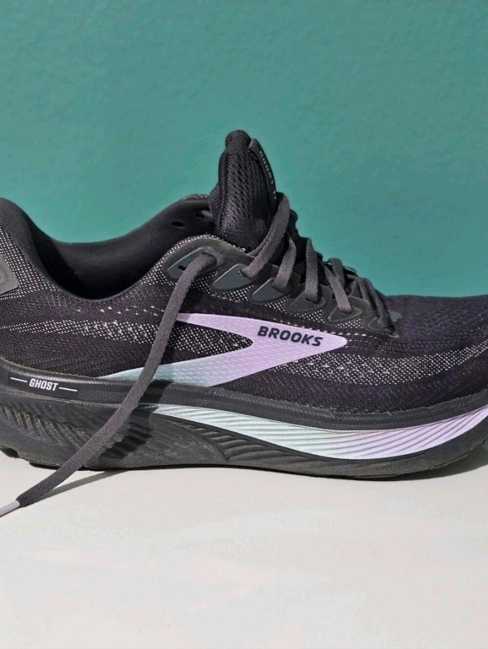 Brooks Ghost 17 Running Shoes Womens 10 D Gray Clearwater Purple 1204311D081